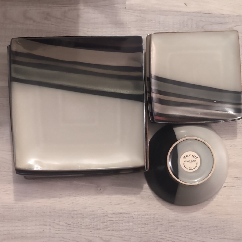 Sango Square Dinnerware Set - Black, Gray, Cream